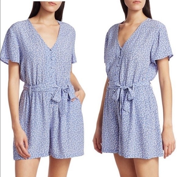 NWOT Rails | Sophia Sky Blue Daisies Button Up Romper NO BELT L - Picture 5 of 14